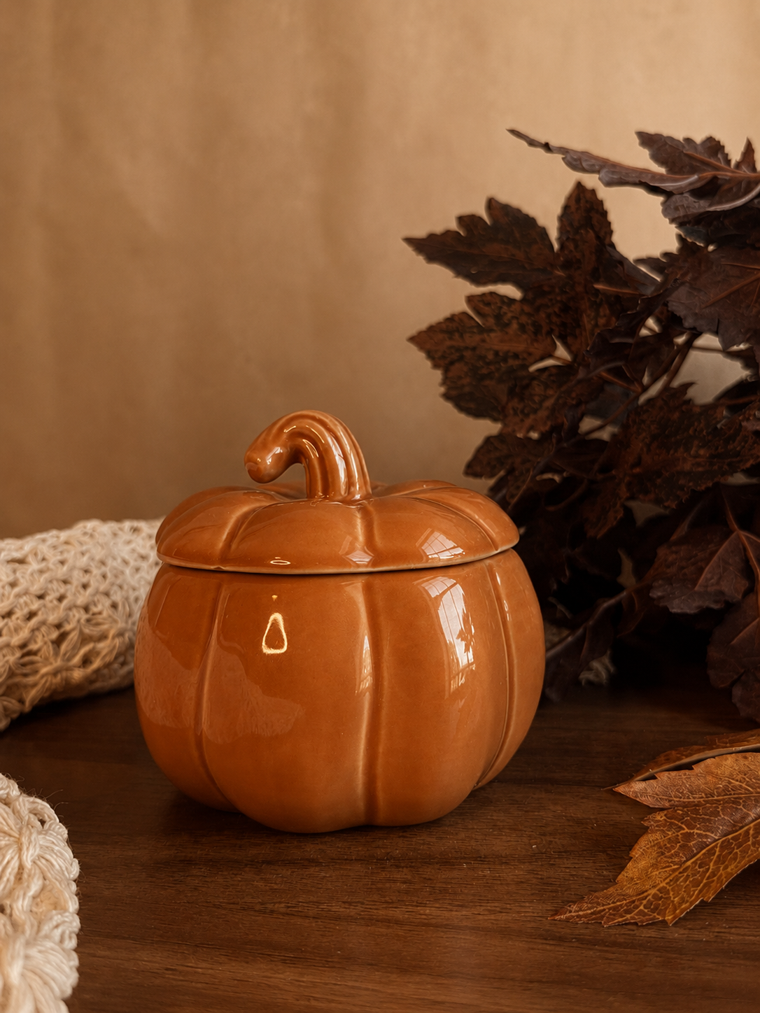 Golden Harvest pumpkin candle in Autumn Orange